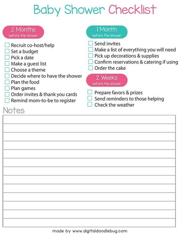 baby shower planning checklist